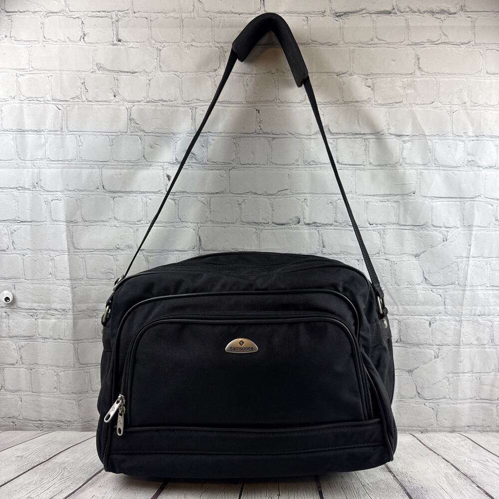 Samsonite Black Carry-on Bag, Messenger Laptop Briefcase, Collapsible‎ EUC